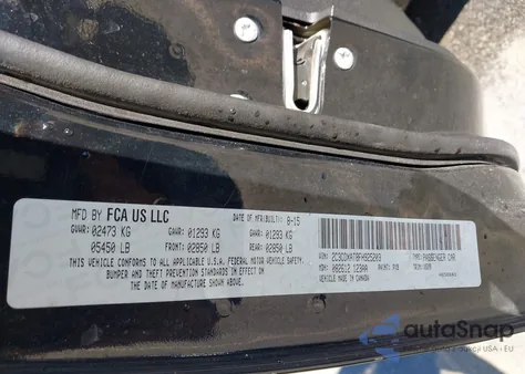 2015 Dodge Charger Police z USA, uszkodzony, nr VIN 2C3CDXAT8FH925203